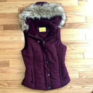 Prince & Fox maroon vest with Fur hood